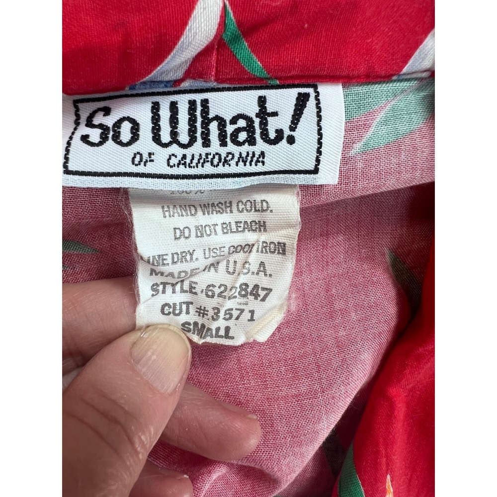So What! of California Vintage Tropical Floral Blazer Red Rayon USA Small - Picture 8 of 10
